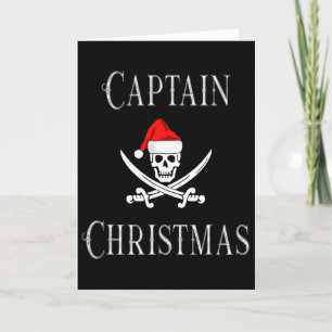 Captain Christmas Holiday Pirate Skull Santa Hat B Card