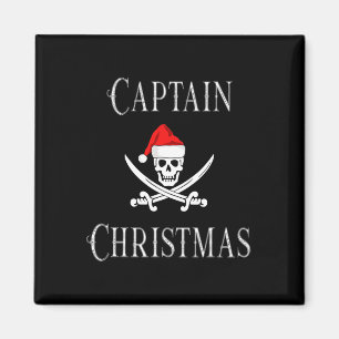 Captain Christmas Holiday Pirate Skull Santa Hat B Magnet