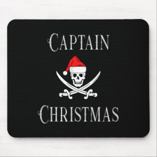 Captain Christmas Holiday Pirate Skull Santa Hat B Mouse Mat
