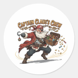 Captain Claus's Crew Christmas Pirate Classic Round Sticker