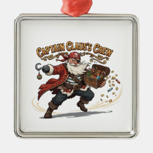 Captain Claus's Crew Christmas Pirate Metal Tree Decoration