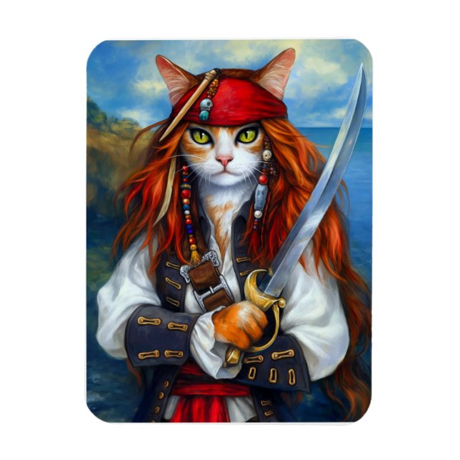 Captain Claws of the Azure Sea | Pirate Cat Magnet (Vertical)