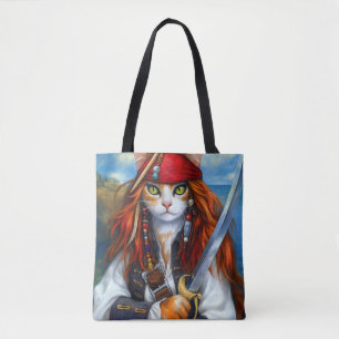Captain Claws of the Azure Sea Pirate Cat Tote Bag