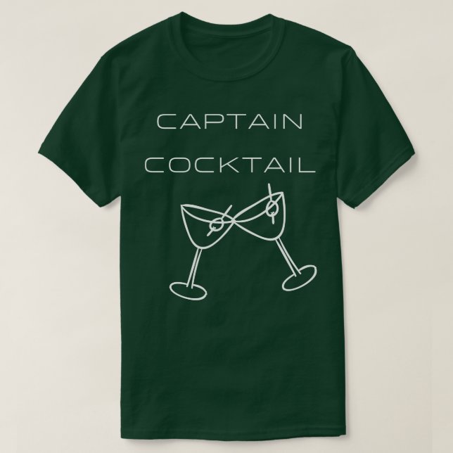 Captain Cocktail Typography White Design T-Shirt (Design Front)