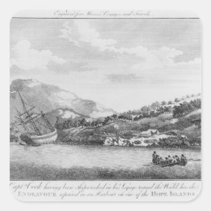 Captain Cook having been shipwrecked Square Sticker