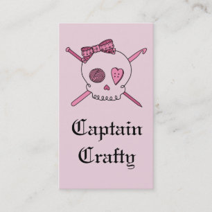 Captain Crafty Skull & Craft Supplies (Pink Back) Business Card