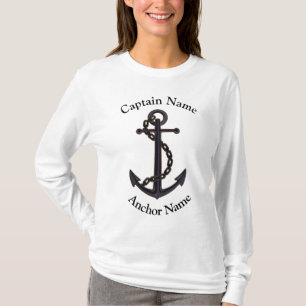Captain custom name boat and anchor crew T-shirt