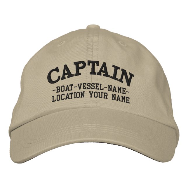 CAPTAIN customisable Your Boat Your Name Embroidered Hat (Front)