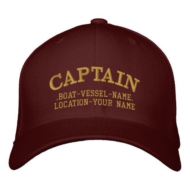 CAPTAIN customisable Your Boat Your Name Embroidered Hat (Front)