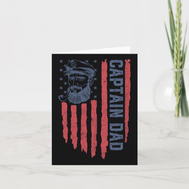 Captain Dad American Flag Funny Pontoon Boating 4t Card (Front)