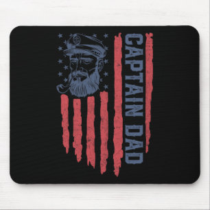 Captain Dad American Flag Funny Pontoon Boating 4t Mouse Mat