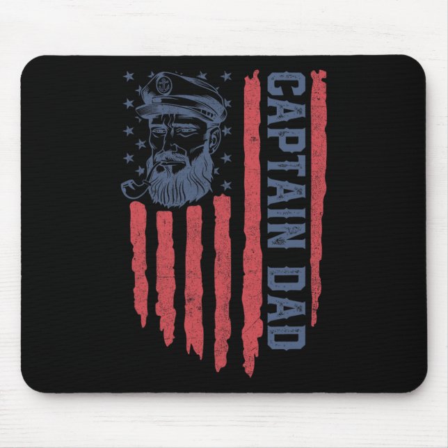 Captain Dad American Flag Funny Pontoon Boating 4t Mouse Mat (Front)