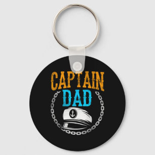 Captain Dad Ship Boat Boating Yacht Father Daddy P Key Ring
