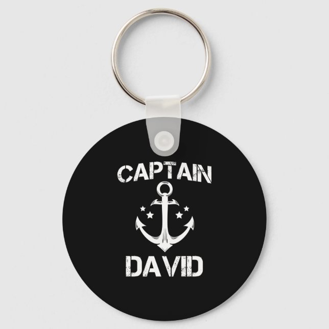 Captain david funny birthday name boat gift key ring (Front)
