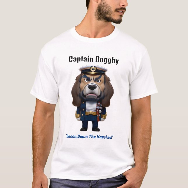 Captain Dogghy Bacon White Tee (Front)