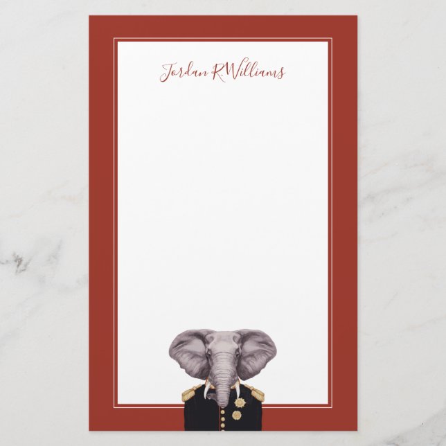 Captain Elephant | Add Your Name Stationery (Front)
