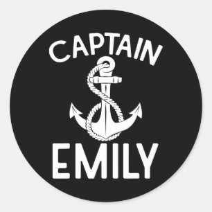 Captain Emily Sailing Boating Boat Ship Yacht  Classic Round Sticker