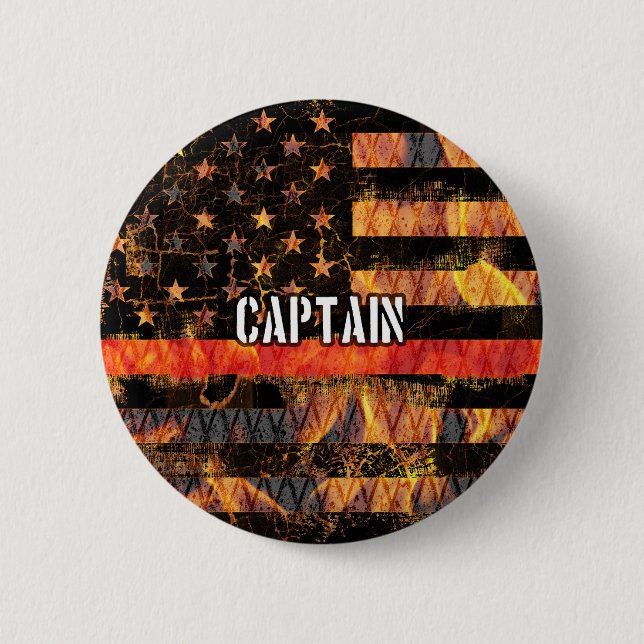 Captain Firefighter Flag 6 Cm Round Badge (Front)