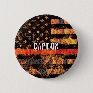 Captain Firefighter Flag 6 Cm Round Badge