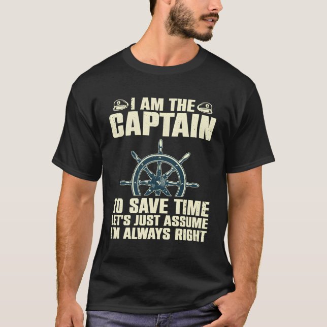 Captain For Boat First Mate Ship Boating T-Shirt (Front)