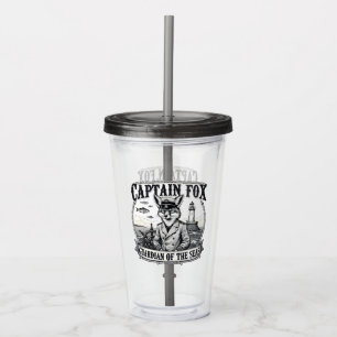 Captain Fox Guardian of Seas Nautical Design Acrylic Tumbler