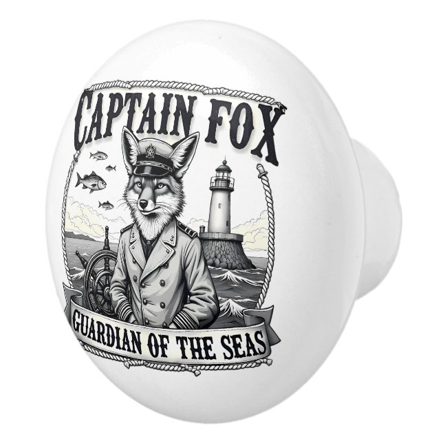Captain Fox Guardian of Seas Nautical Design Ceramic Knob (Right)