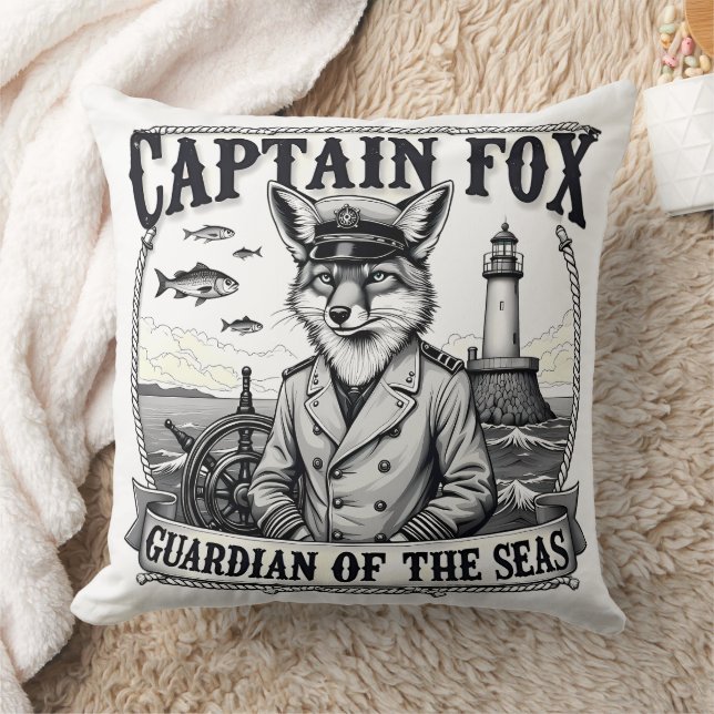 Captain Fox Guardian of Seas Nautical Design Cushion (Blanket)