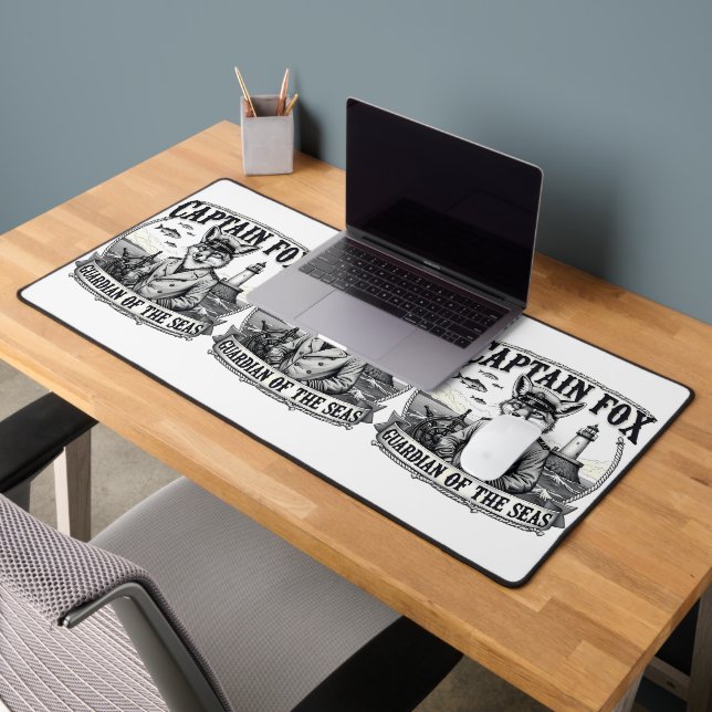 Captain Fox Guardian of Seas Nautical Design Desk Mat (Office 2)