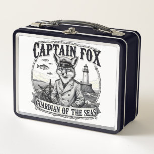 Captain Fox Guardian of Seas Nautical Design Metal Lunch Box