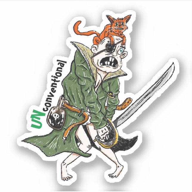 Captain Fudge Battle Stance Sticker (Front)