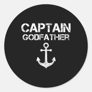 Captain Godfather Pontoon Lake Sailor Fishing Boat Classic Round Sticker