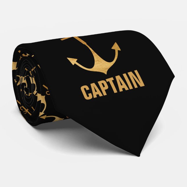 Captain, Gold Anchor Tie (Rolled)