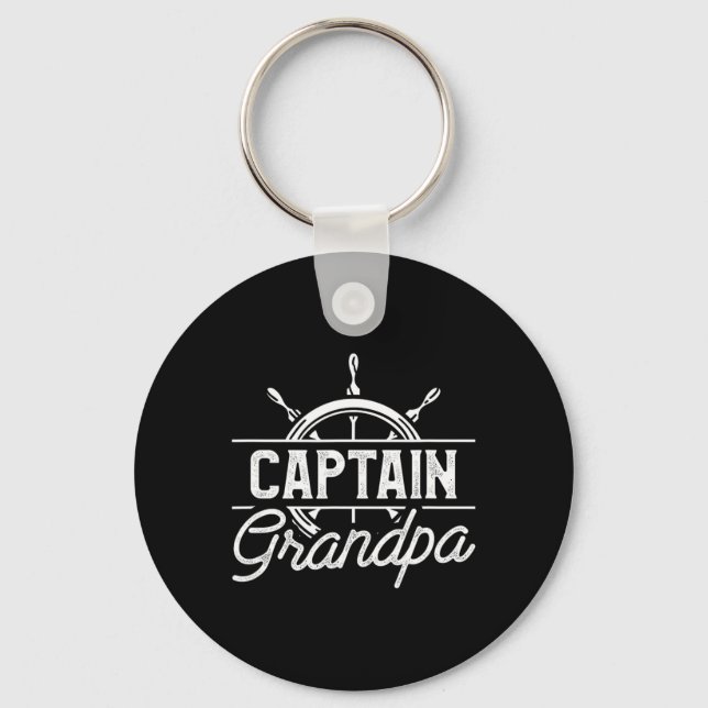 Captain Grandpa Funny Boating Sailing Quote For Gr Key Ring (Front)