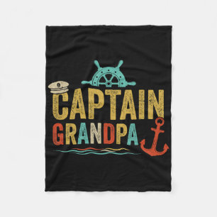Captain Grandpa Pontoon Lake Sailor Fishing Boatin Fleece Blanket