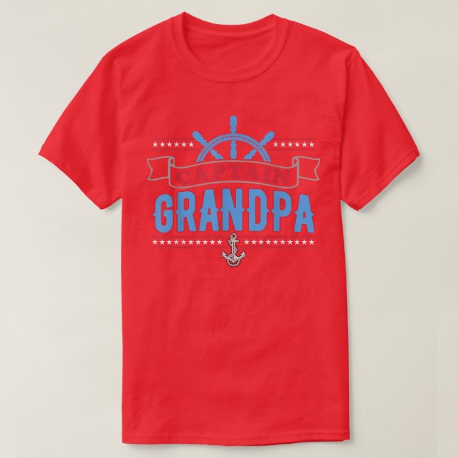 Captain Grandpa Sail Boat Lover Skipper Grandfathe T-Shirt (Design Front)