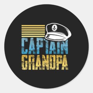 Captain Grandpa - Sailing Captain Hat - Boat Lover Classic Round Sticker