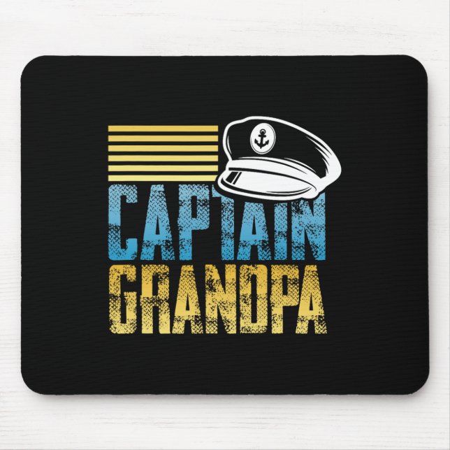 Captain Grandpa - Sailing Captain Hat - Boat Lover Mouse Mat (Front)