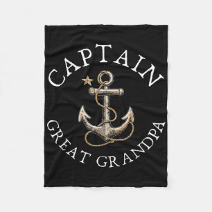 Captain Great Grandpa Boat Sailing Boating Vintage Fleece Blanket