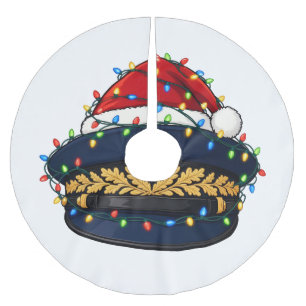 Captain Hat Santa Hat Christmas Lights Nautical Brushed Polyester Tree Skirt