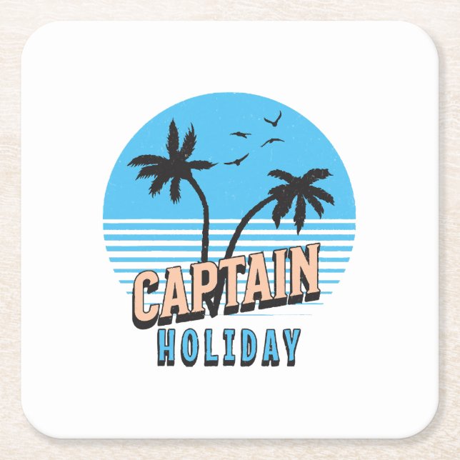 Captain Holiday Square Paper Coaster (Front)