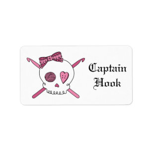 Captain Hook -Crochet Skull (Hair Bow) Label