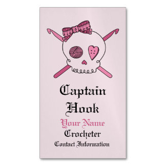 Captain Hook -Crochet Skull (Hair Bow) Magnetic Business Card