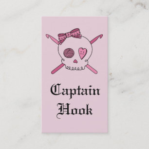 Captain Hook Skull & Crochet Hooks (Pink Back) Business Card