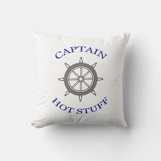 "Captain Hot Stuff" Throw Pillow (Front)