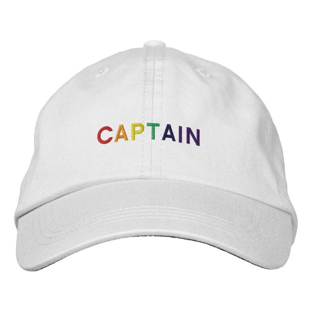 Captain in Rainbow Colours Embroidered Hat (Front)