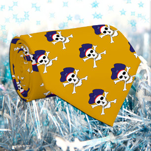 Captain Jack, Pirate fashion, Gold Pirates flag Tie