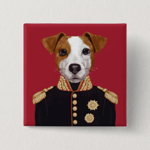 Captain Jack Russell 15 Cm Square Badge