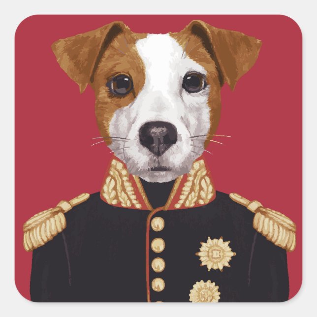 Captain Jack Russell Square Sticker (Front)