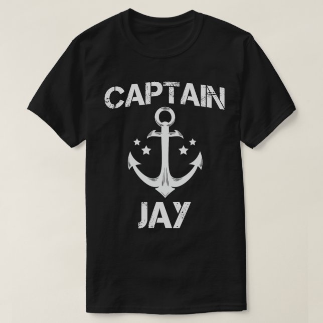 CAPTAIN JAY Funny Birthday Personalised Name Boat  T-Shirt (Design Front)
