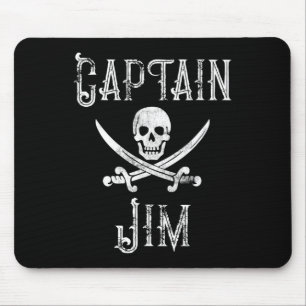 Captain Jim Vintage Personalised Pirate Skull Boat Mouse Mat